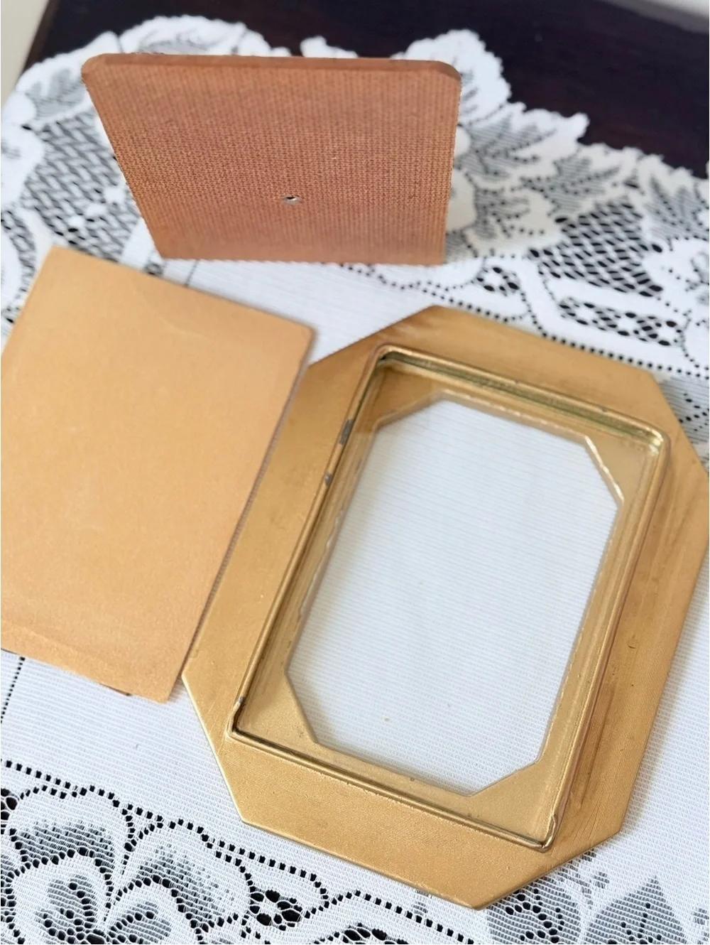 Vintage Octagonal Floral Picture Frame | Art Deco Brass Frame | Cottage Decor